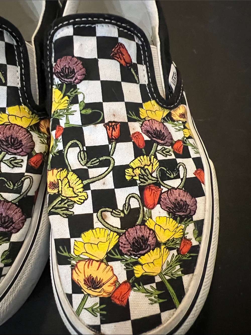 Vans poppy checkerboard platform Slip-Ons Floral Print used - Picture 11 of 12